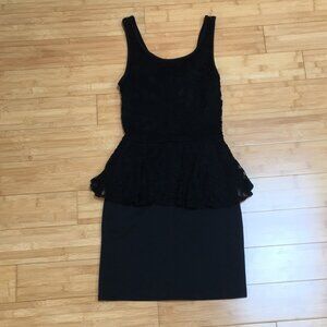 EUC Black Lace Peplum Bodycon Dress